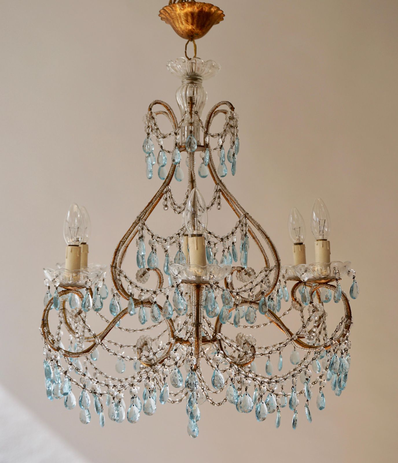 Elegant French Brass And Glass Chandelier photo furniture