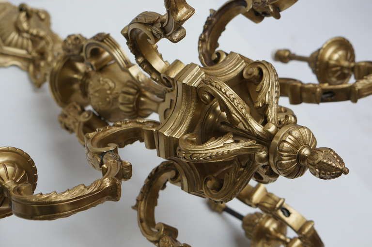 French 20th Century Gilded Bronze Six Light Antique Mazarin Chandelier photo 4246.0