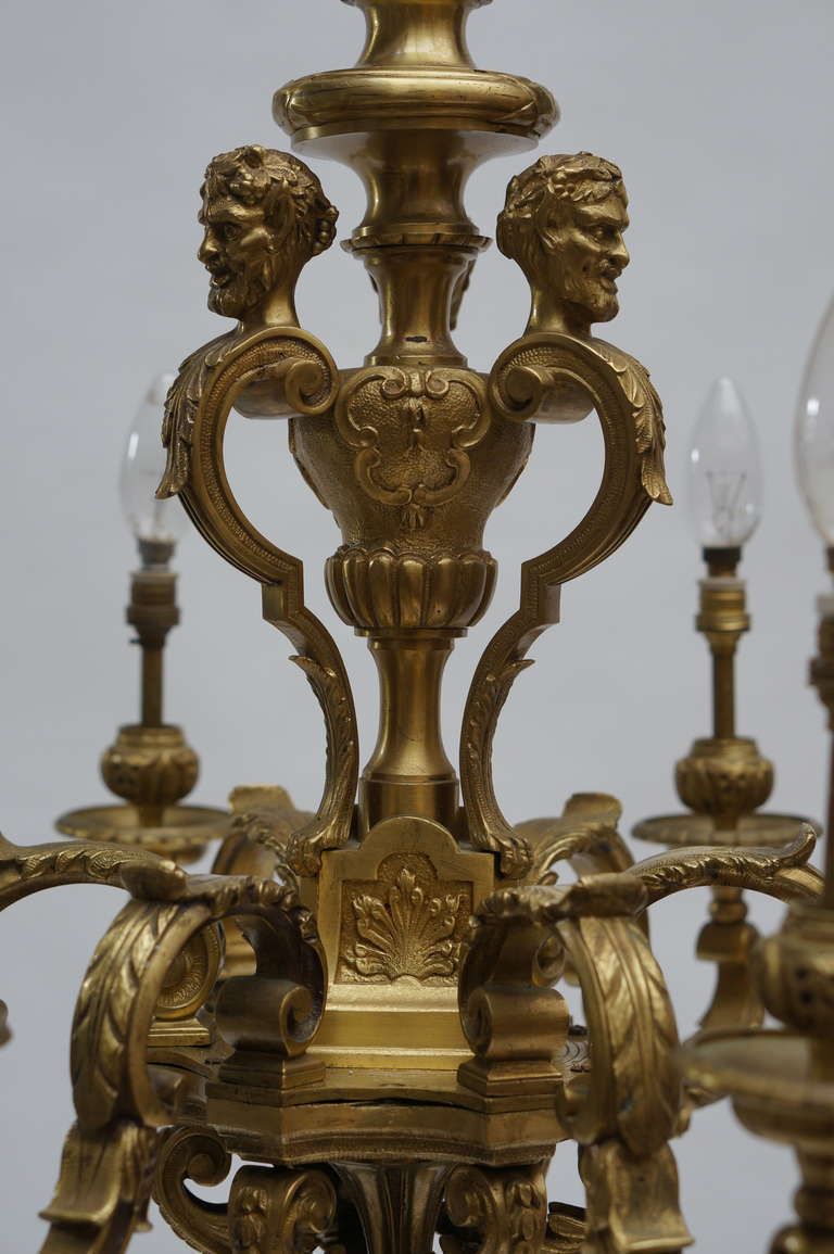 French 20th Century Gilded Bronze Six Light Antique Mazarin Chandelier photo vinterior
