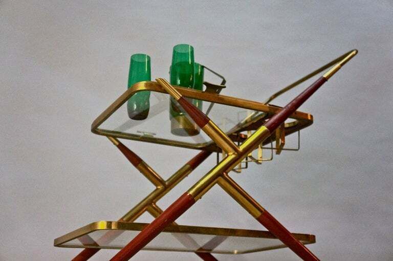 Liquor Trolley By Cesare Lacca   Brass And Rosewood photo for sale