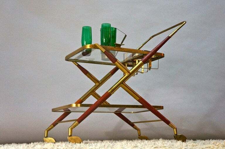 Liquor Trolley By Cesare Lacca   Brass And Rosewood photo buy