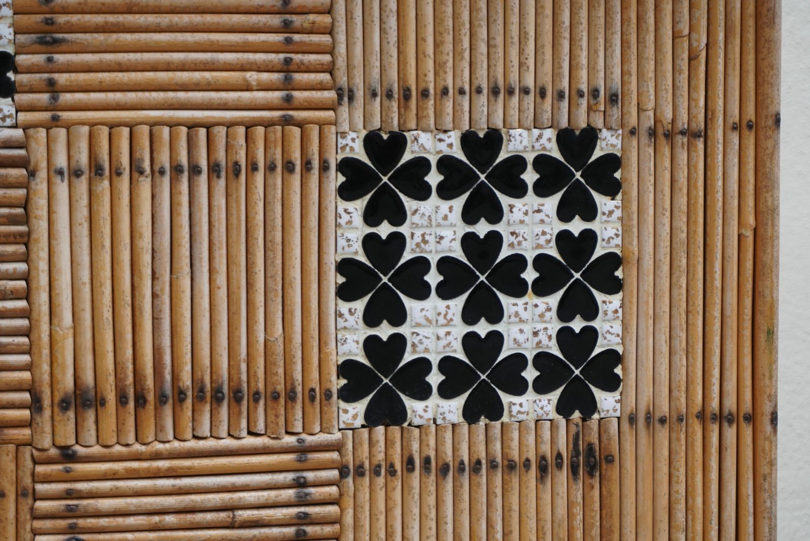 1950s Midcentury Rattan And Bamboo Tiki Bar With Two Stools photo buy