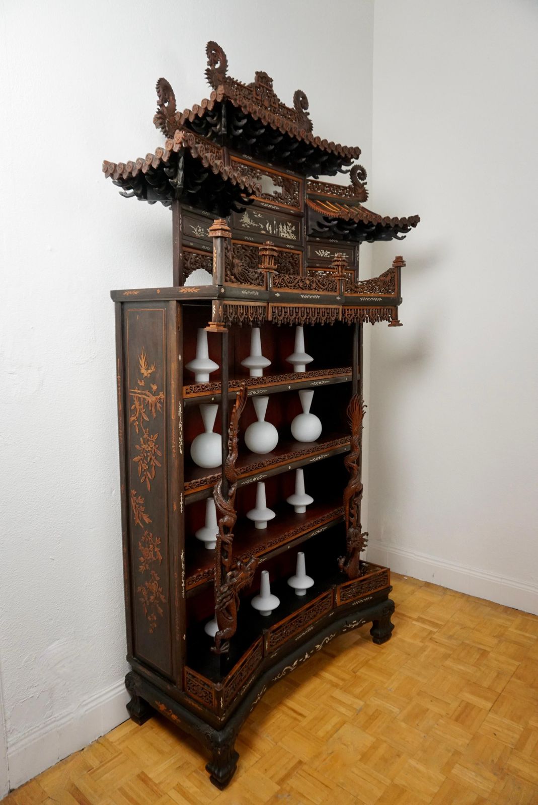 Rare And Beautiful Architectural Pagode Display Cabinet, China photo furniture