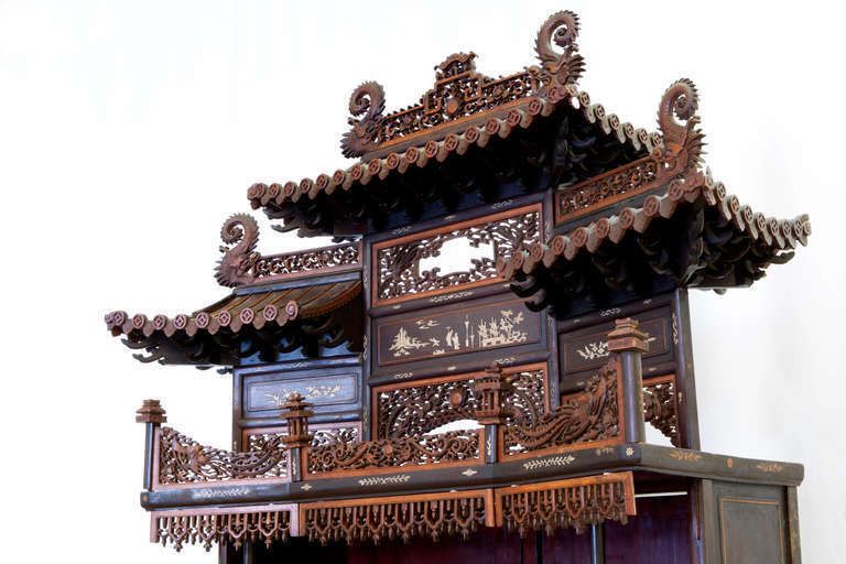 Rare And Beautiful Architectural Pagode Display Cabinet, China photo vinterior
