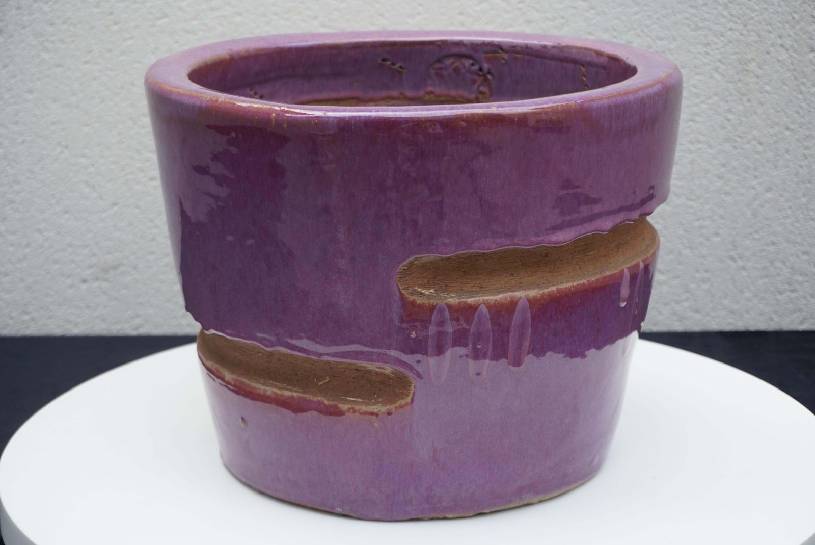 20th Century French Glazed Purple Terracotta Pot, Flower Planter photo for sale