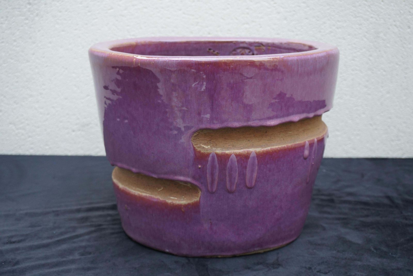 20th Century French Glazed Purple Terracotta Pot, Flower Planter photo Garden Decor