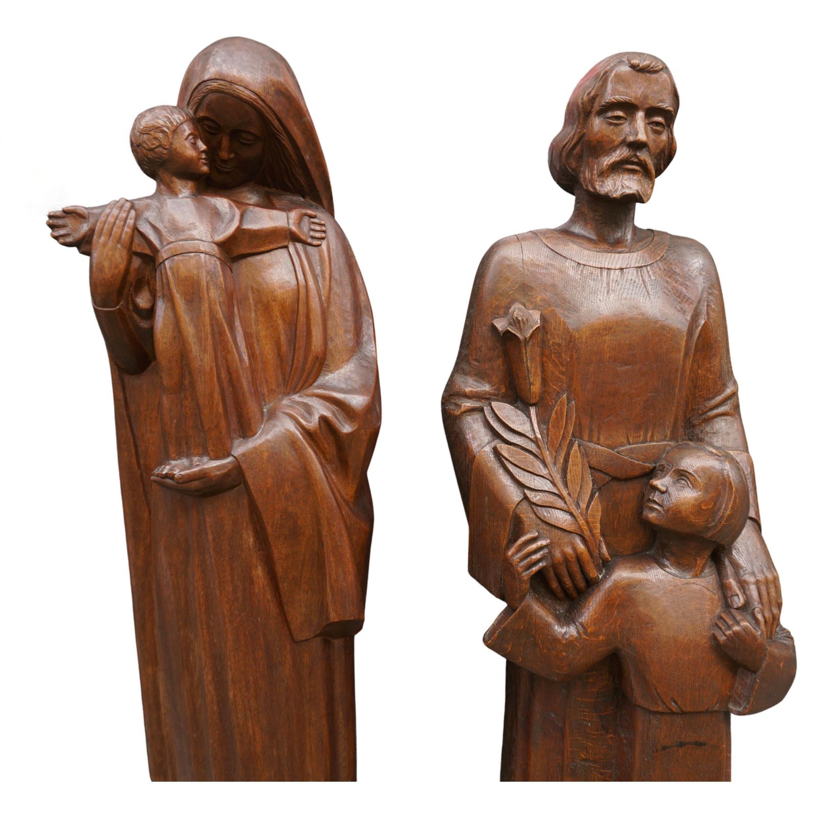 Madonna And Child Statue And Saint Joseph And Child Sculpture photo Art