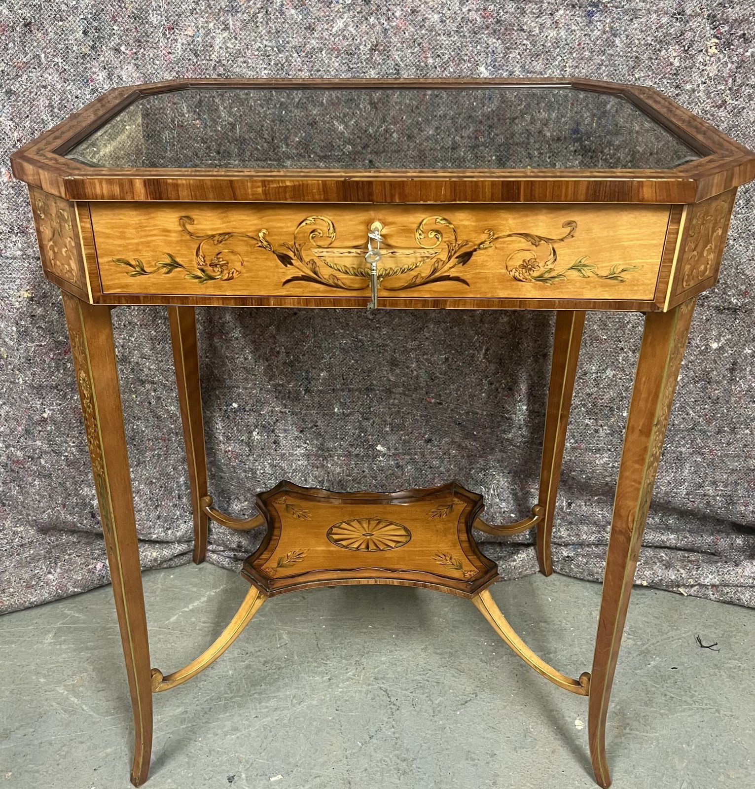Superb Antique Satinwood & Inlaid Bijouterie Cabinet
