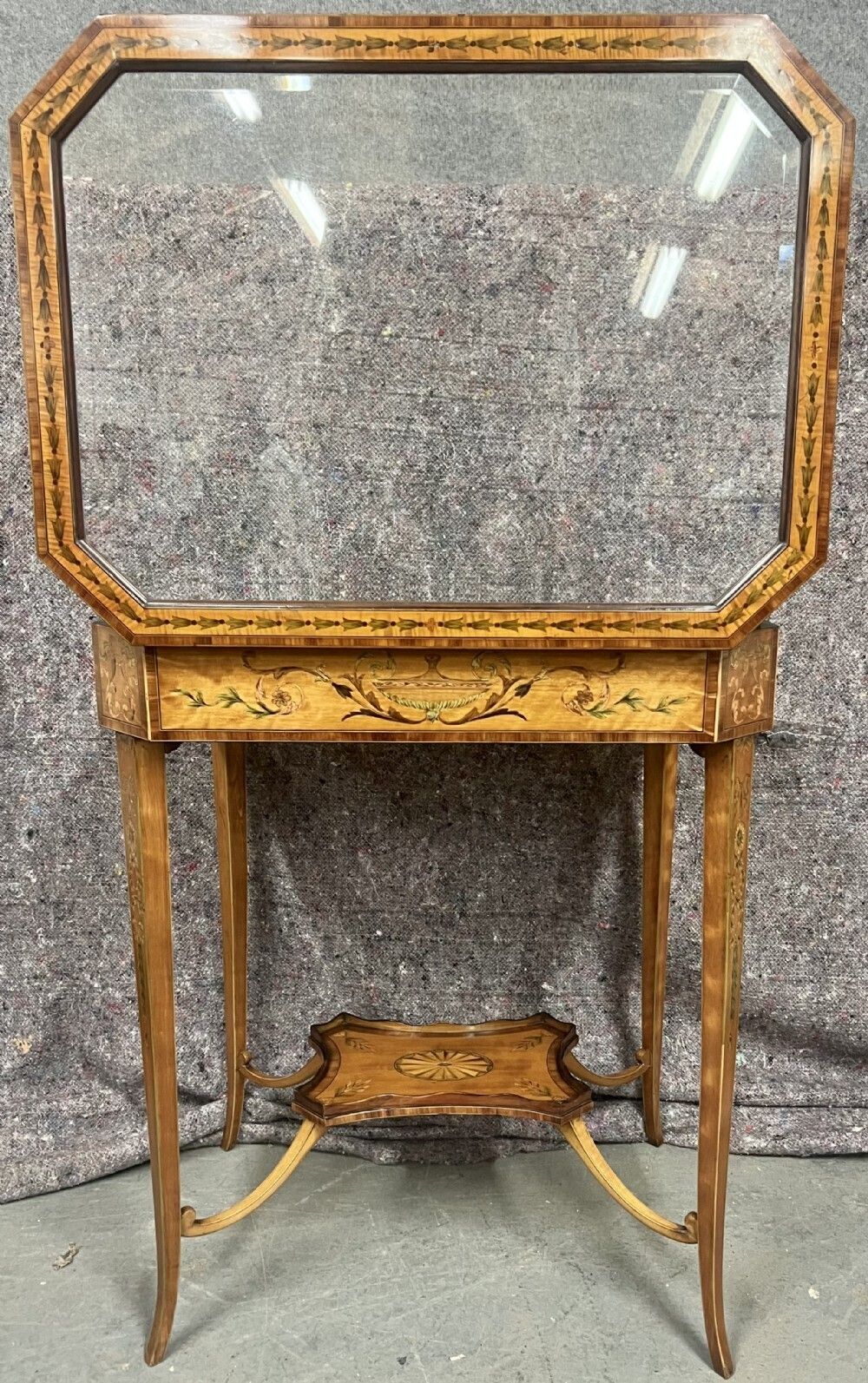 Superb Antique Satinwood & Inlaid Bijouterie Cabinet photo vintage