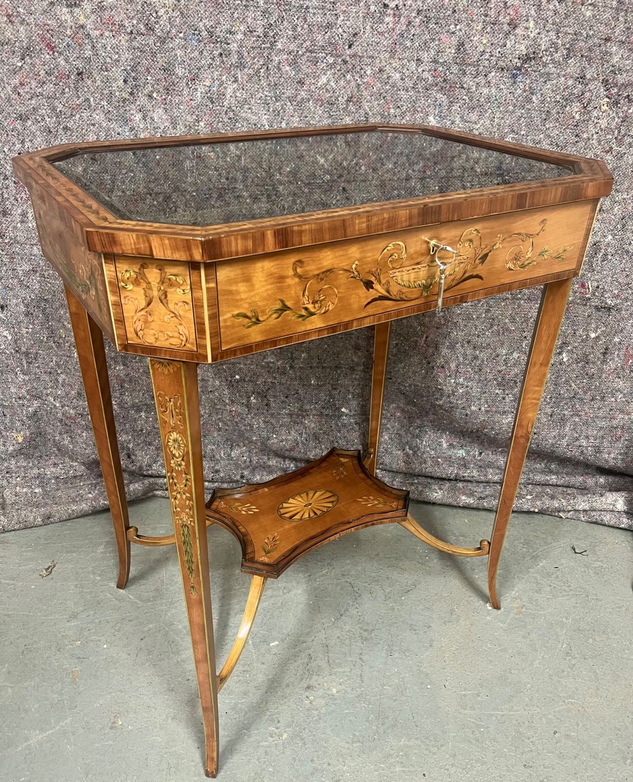 Furniture Superb Antique Satinwood & Inlaid Bijouterie Cabinet photo