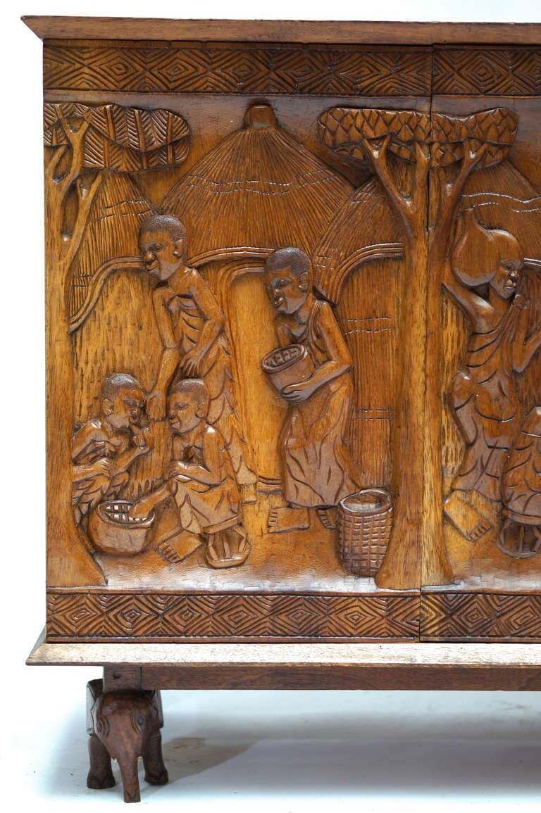 1950s Carved Wooden Cabinet From Congo photo buy