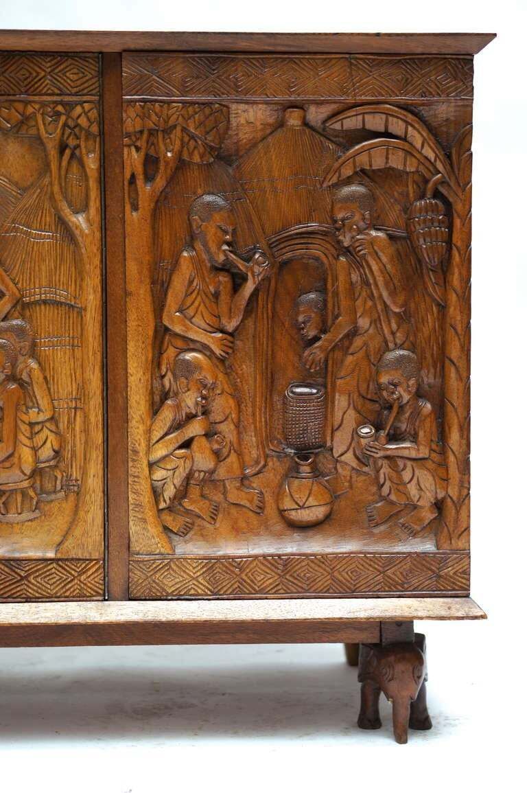 photo for sale 1950s Carved Wooden Cabinet From Congo