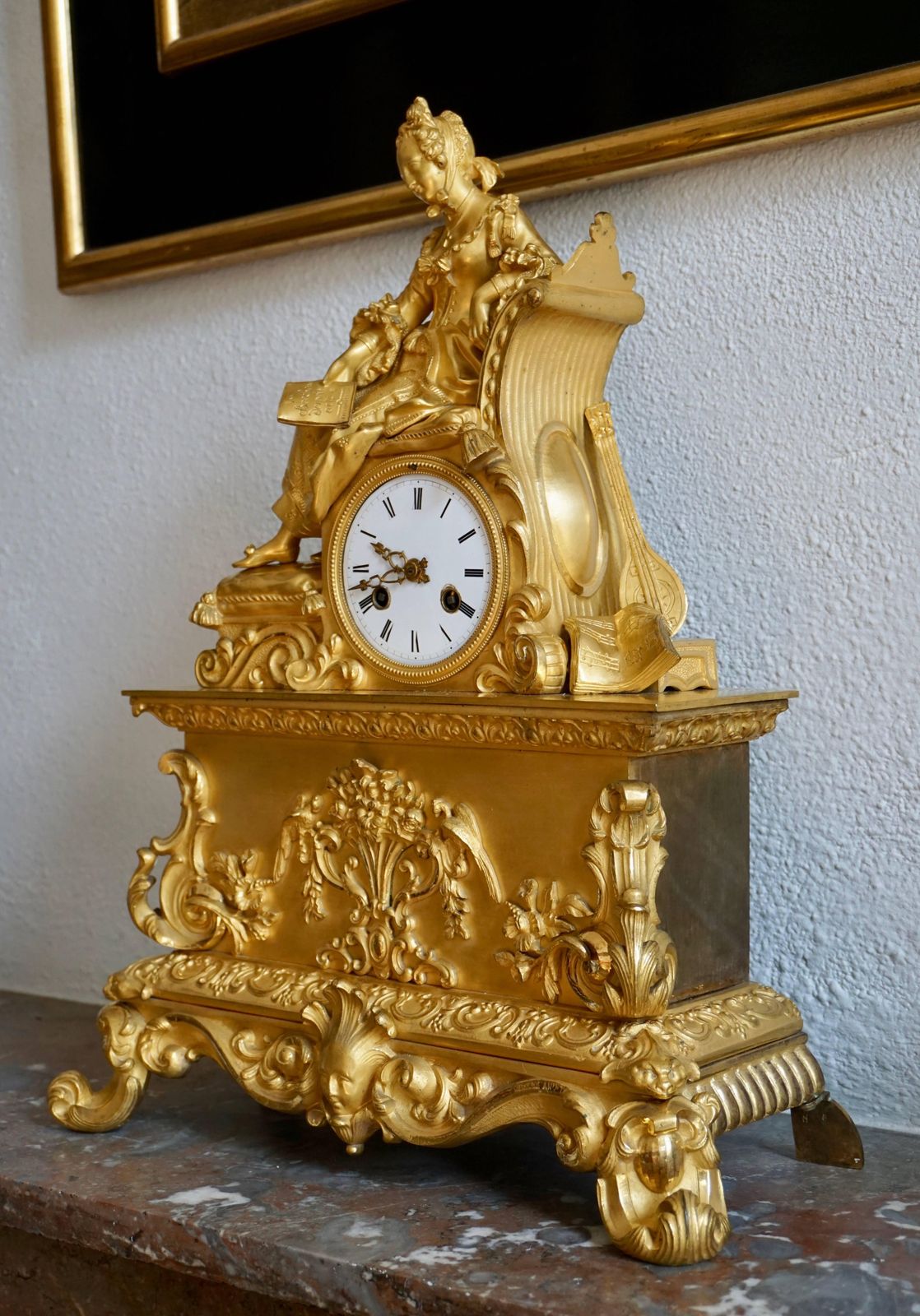 Very Fine And Elegant Fire, Gilt Bronze Mantle Clock In The Romantic Taste photo Home Decor