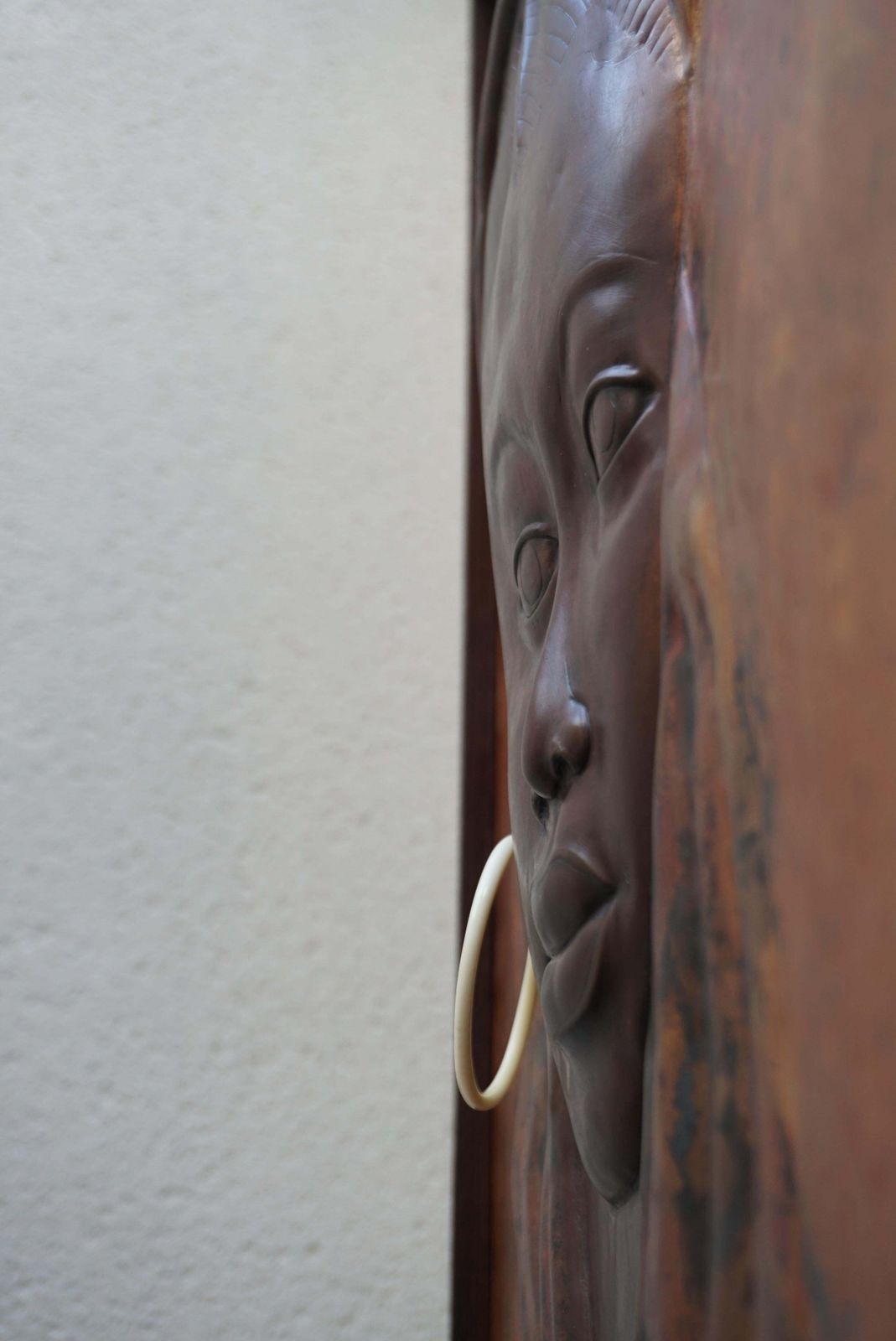 Art Beautiful Hammered Copper Bas Relief Of An African Woman photo