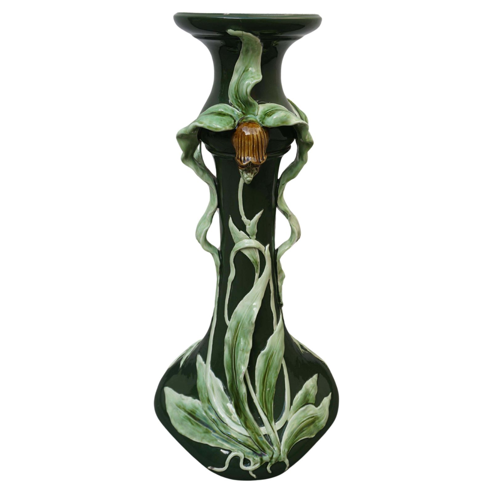 Art Nouveau Pedestal In Ceramic, In The Massier Style, Circa 1900 photo furniture