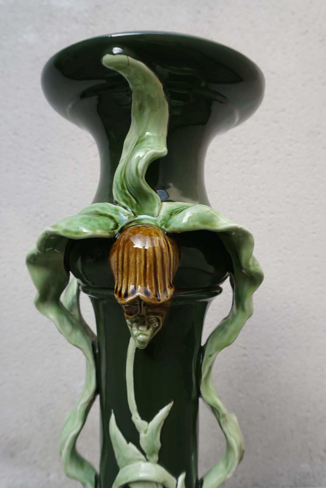 Art Nouveau Pedestal In Ceramic, In The Massier Style, Circa 1900 photo vinterior