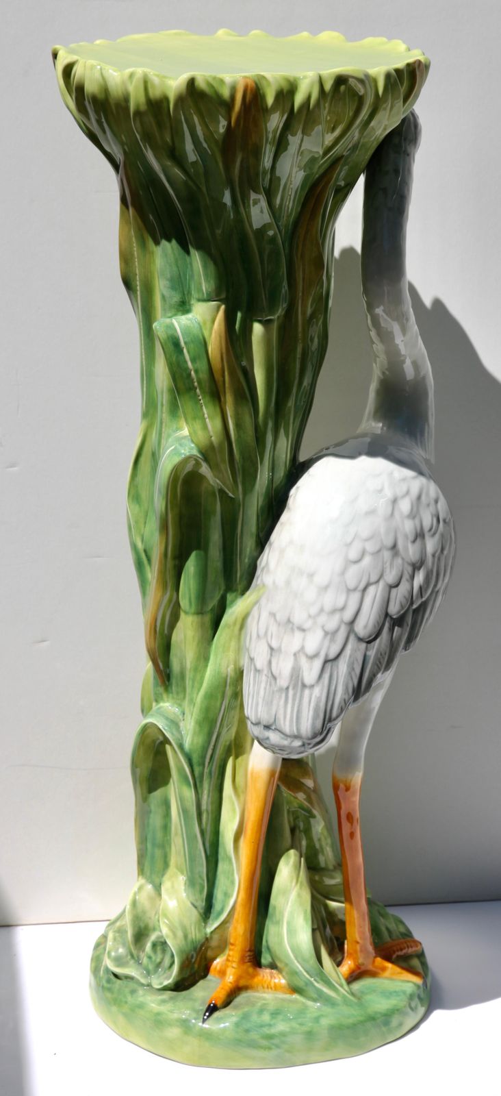 Two Columns With Heron And Planter In The Style Of Delphin Massier photo Home Decor