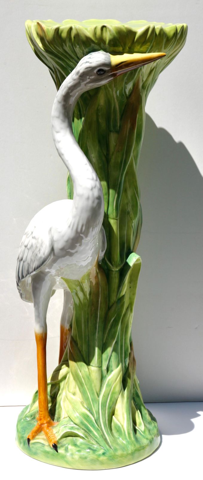 Two Columns With Heron And Planter In The Style Of Delphin Massier photo 2935.0