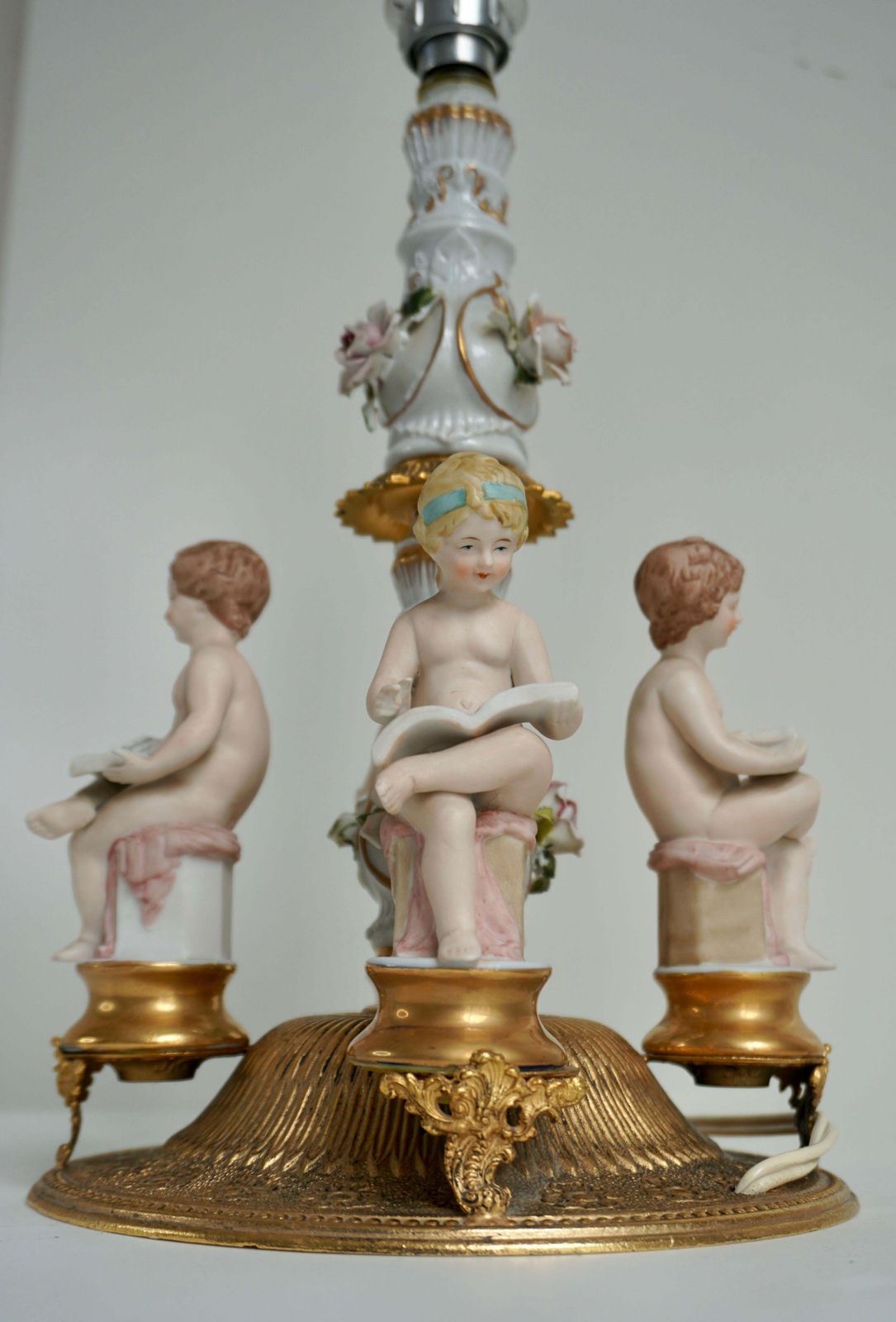 Italian Victorian Porcelain Cherub Lamp photo Lighting