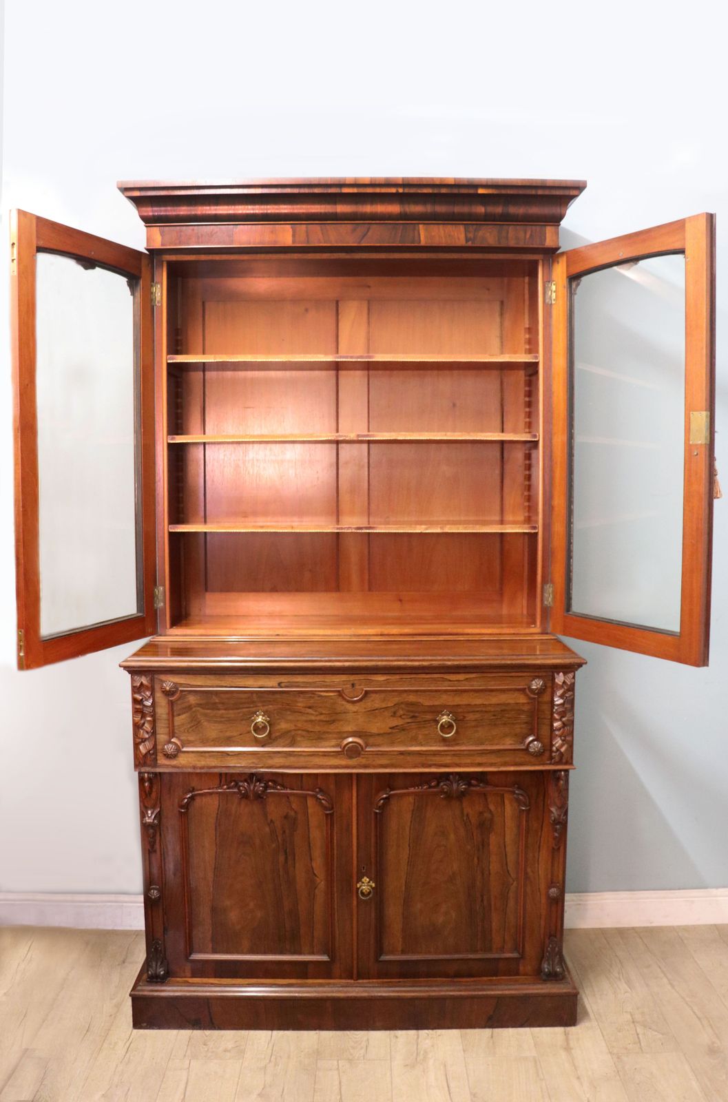Lovely Early Victorian Secretaire Bookcase Cabinet. photo 3495.0