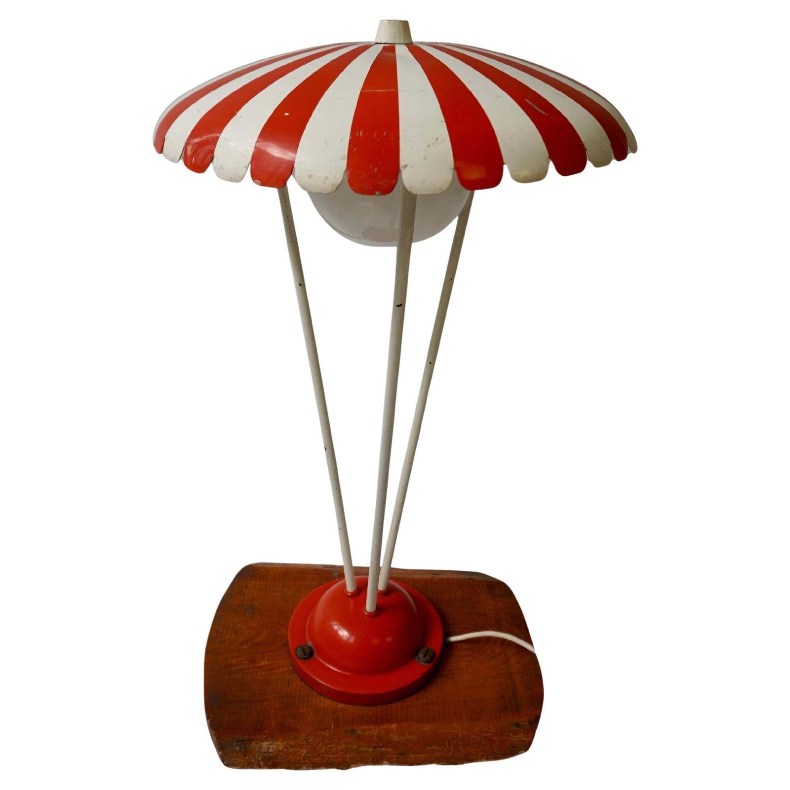 Charming Vintage Garden Lamp From The 1950s   Red And White