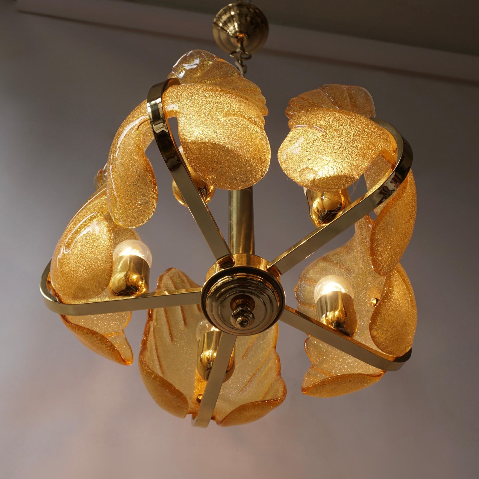 Italian Murano Glass And Brass Chandelier photo vinterior
