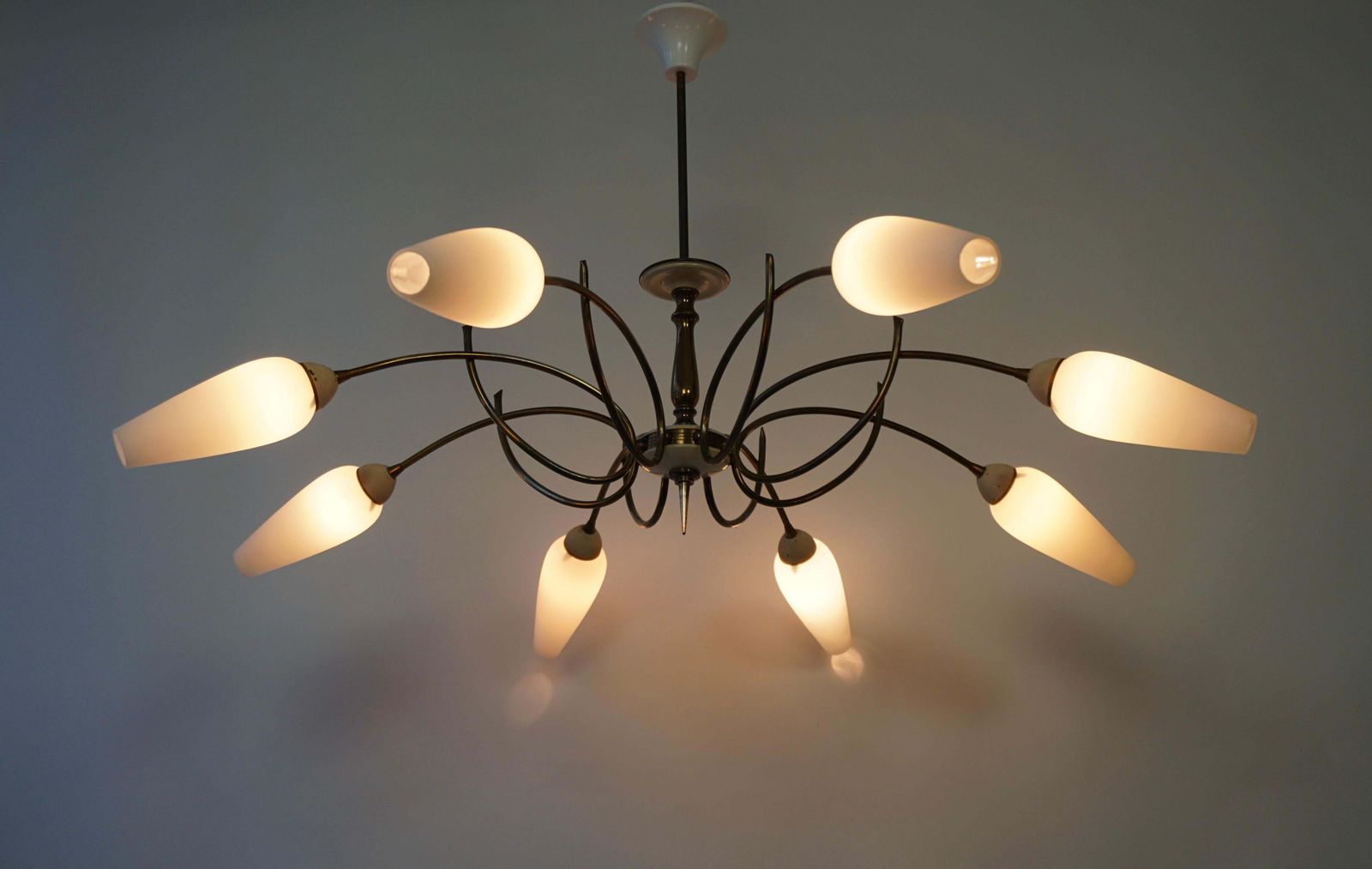 Mid Century Italian Pendant Light In Brass And Glass photo 2760.0
