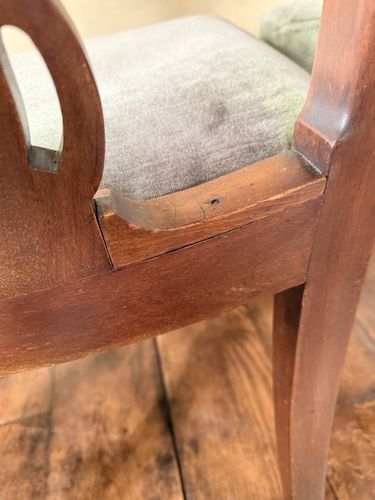 photo vinterior Rare Original Howard & Sons Antique Green Carver Elbow Dining Chairs Set Of 8