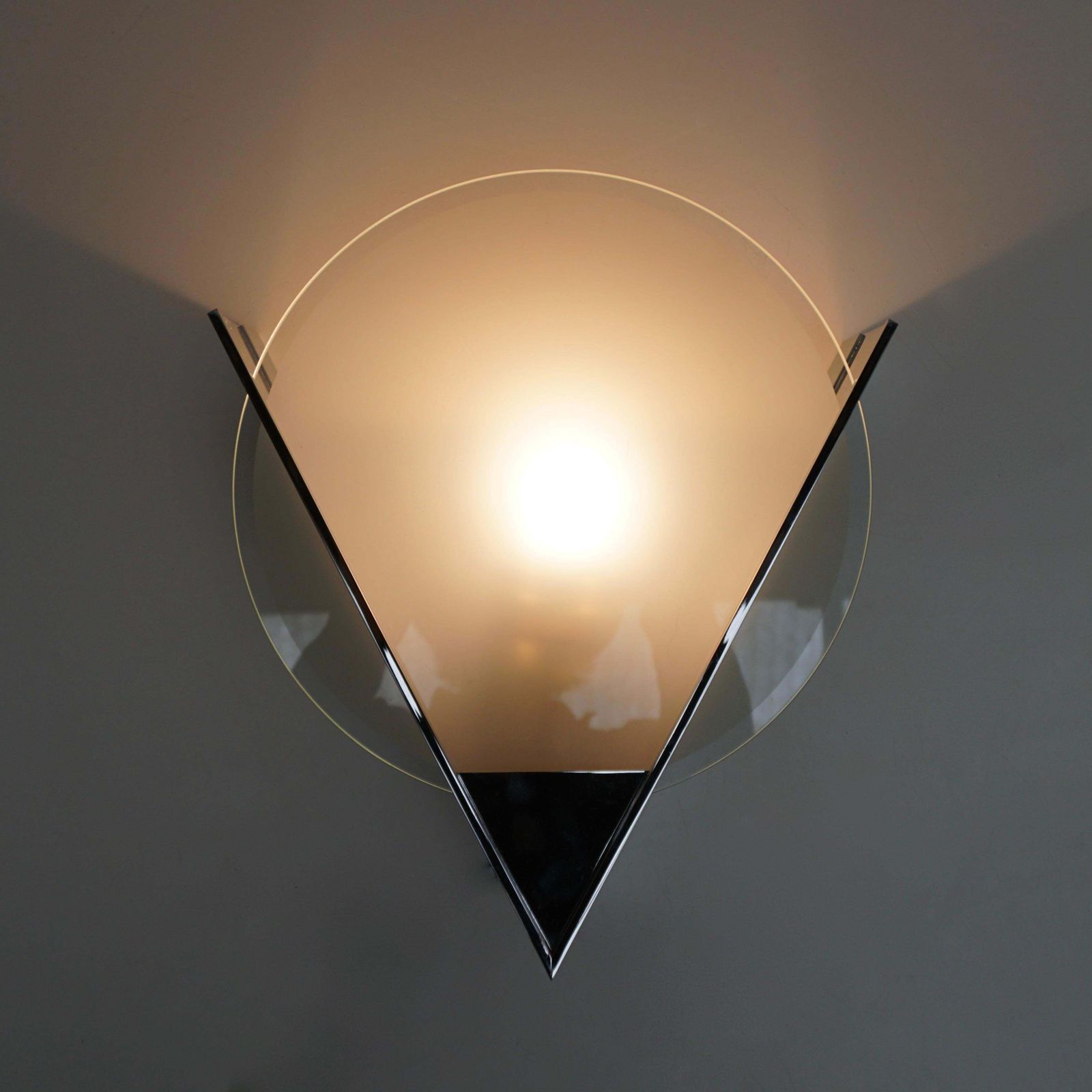 Three French Art Deco Chrome And Frosted Glass Sconces photo furniture