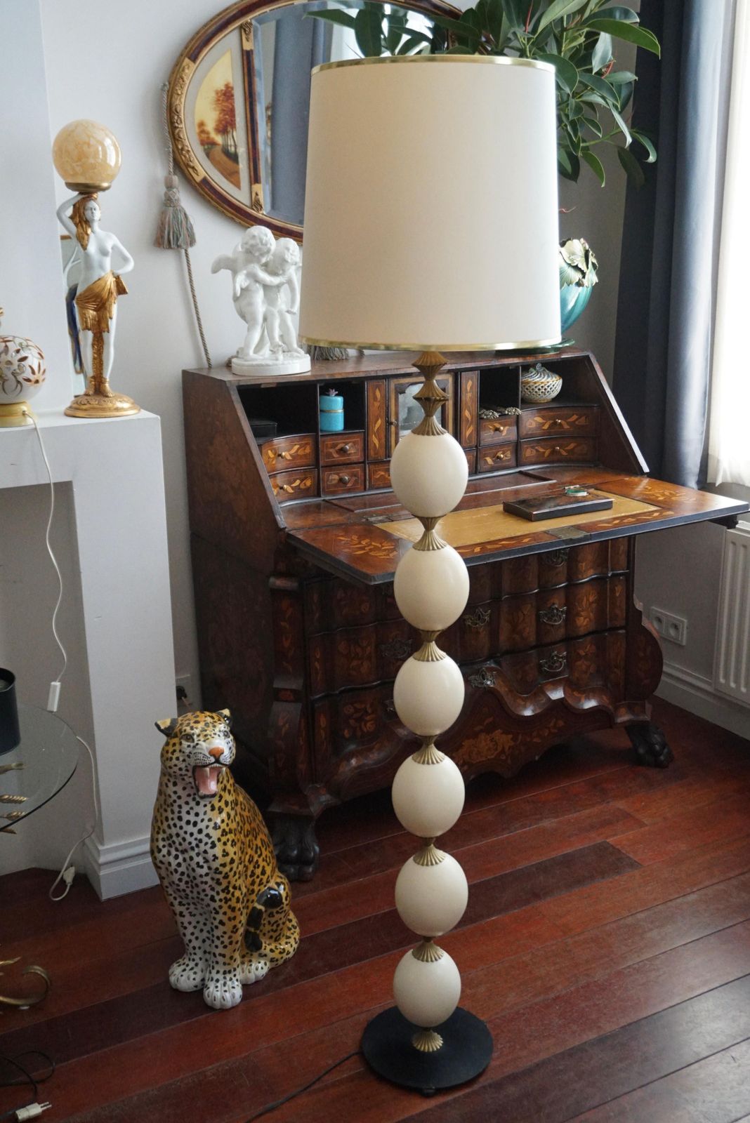 Rare 1970'  Ostrich Eggshell Floor Lamp In The Style Of Maison Charles photo for sale
