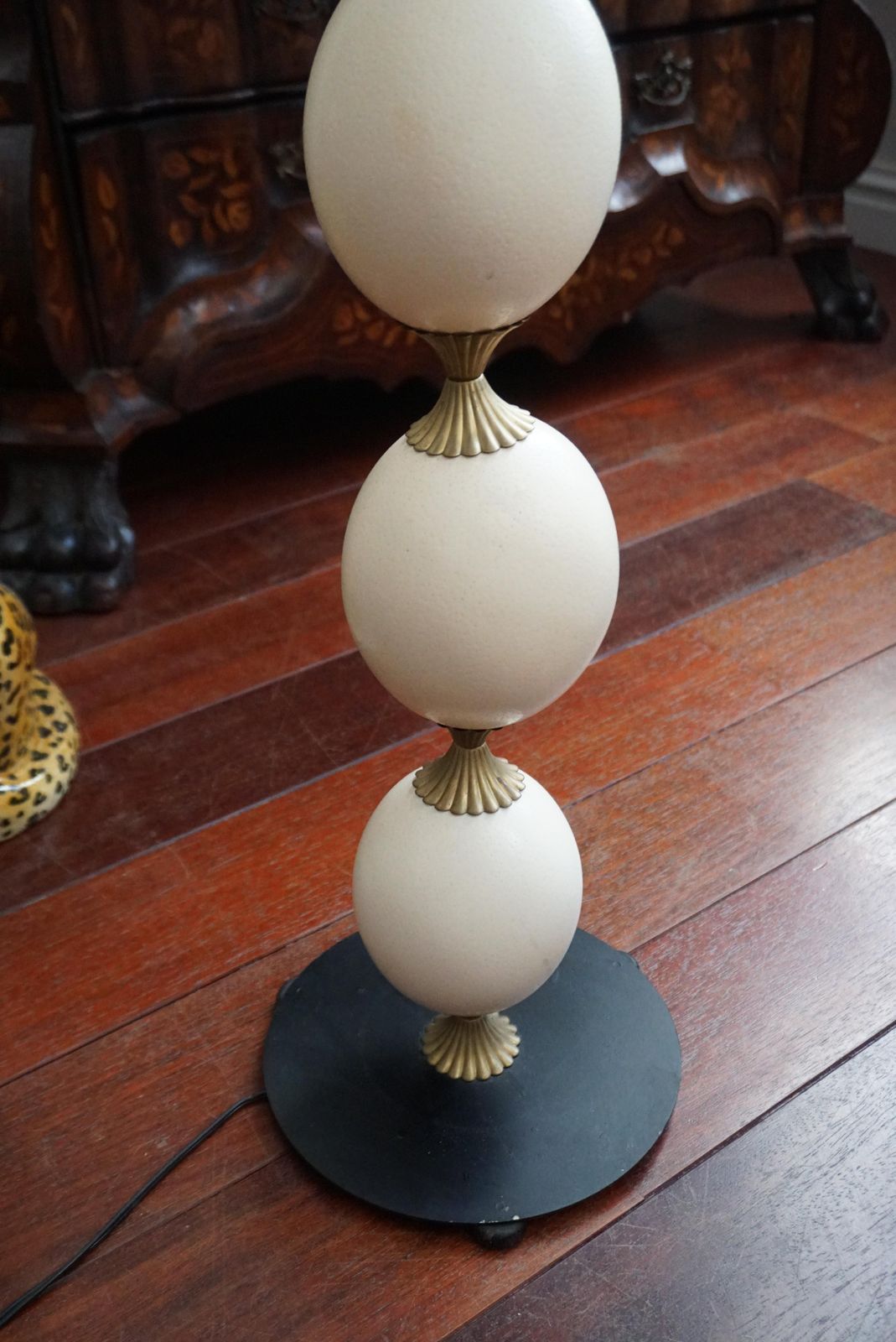 Rare 1970'  Ostrich Eggshell Floor Lamp In The Style Of Maison Charles photo vinterior
