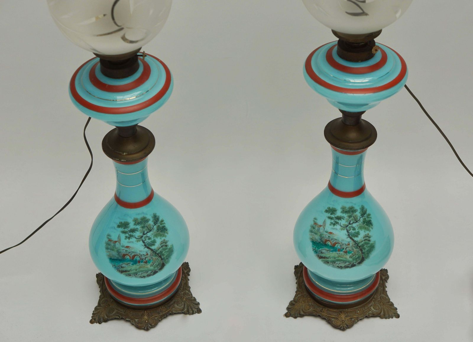 Pair Of 19th Century French Opaline Lamps photo vinterior