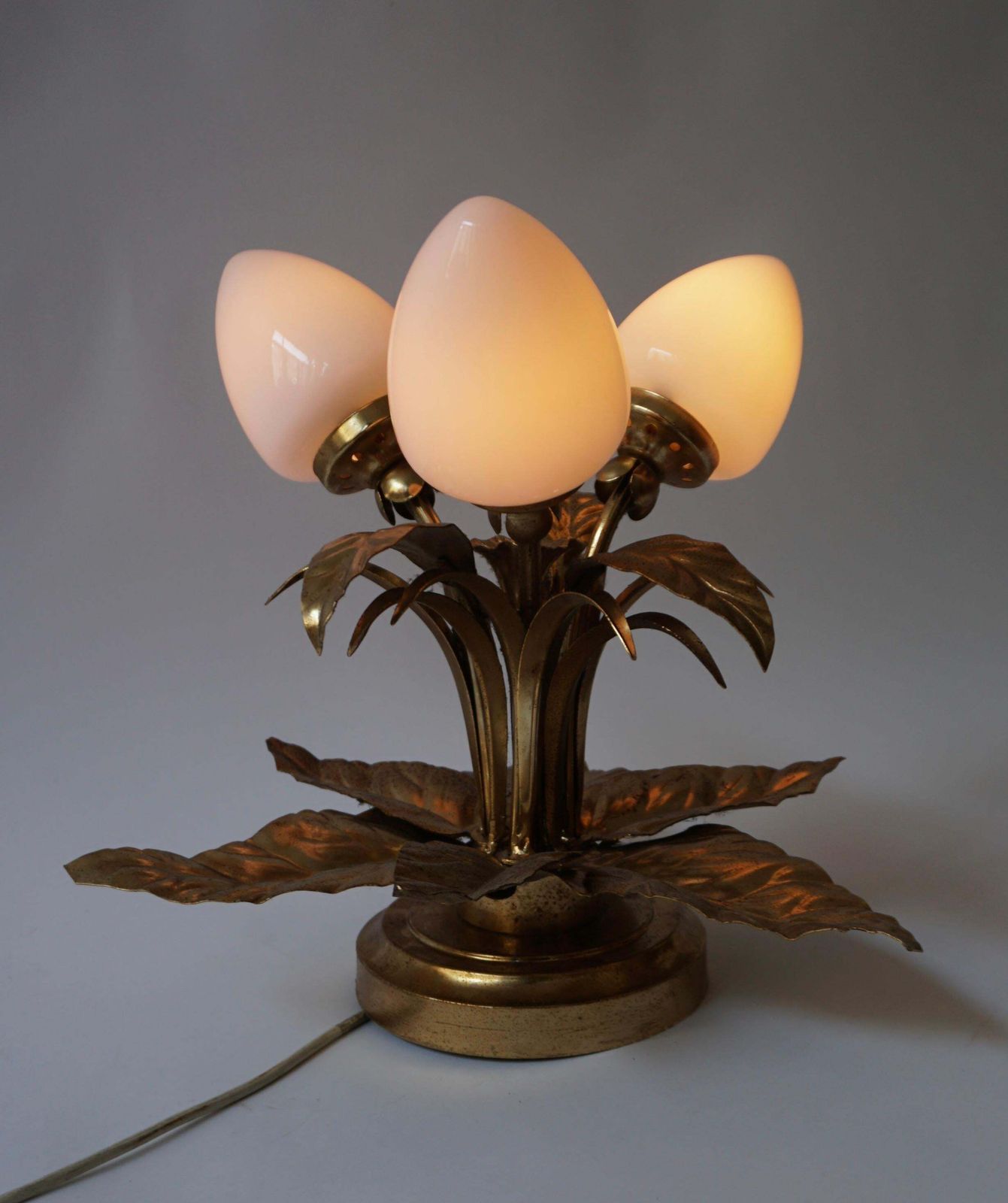 One Of Two Brutalist Sunburst Flower Light Fixtures In Gilt Metal photo 1563.0