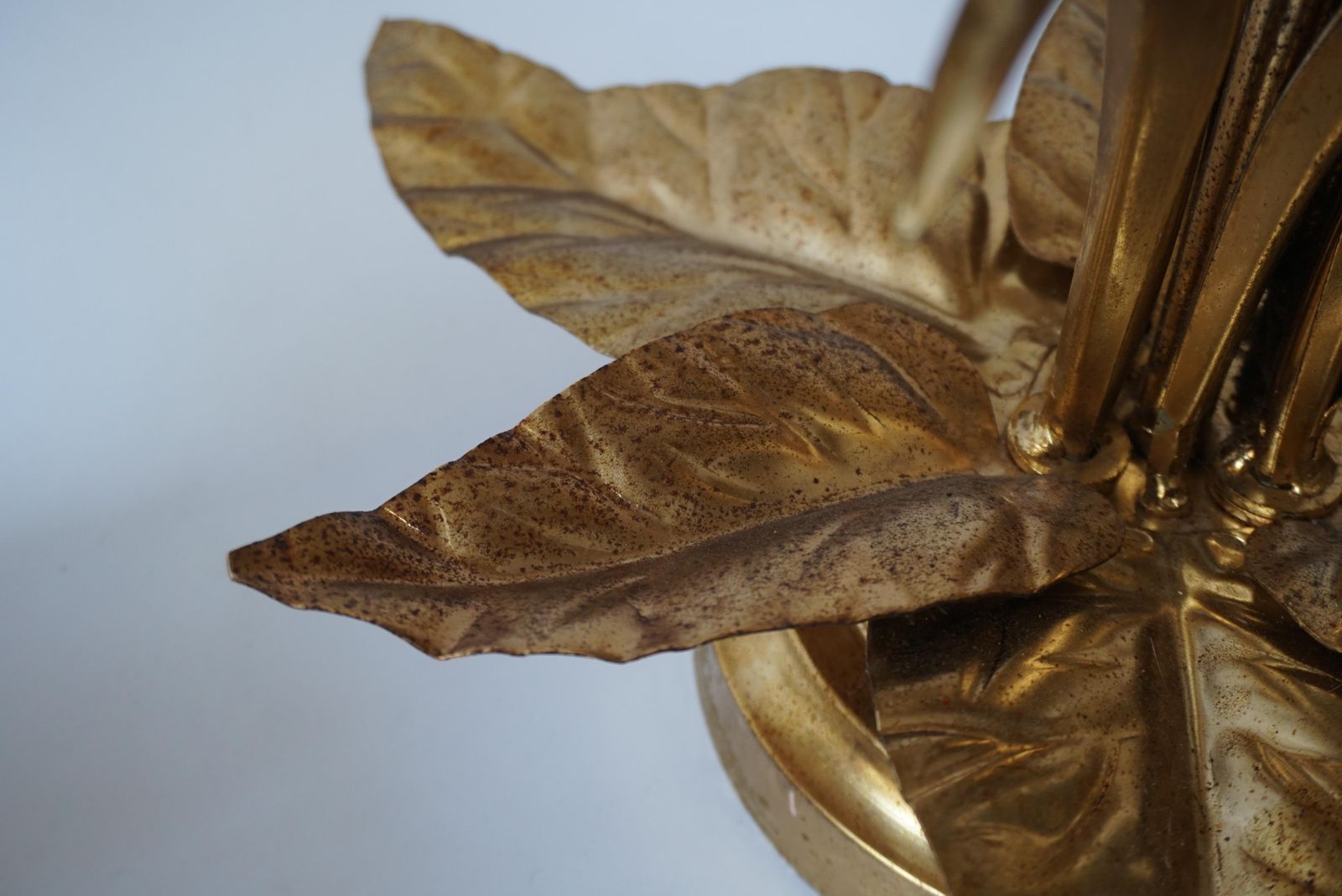 photo buy One Of Two Brutalist Sunburst Flower Light Fixtures In Gilt Metal