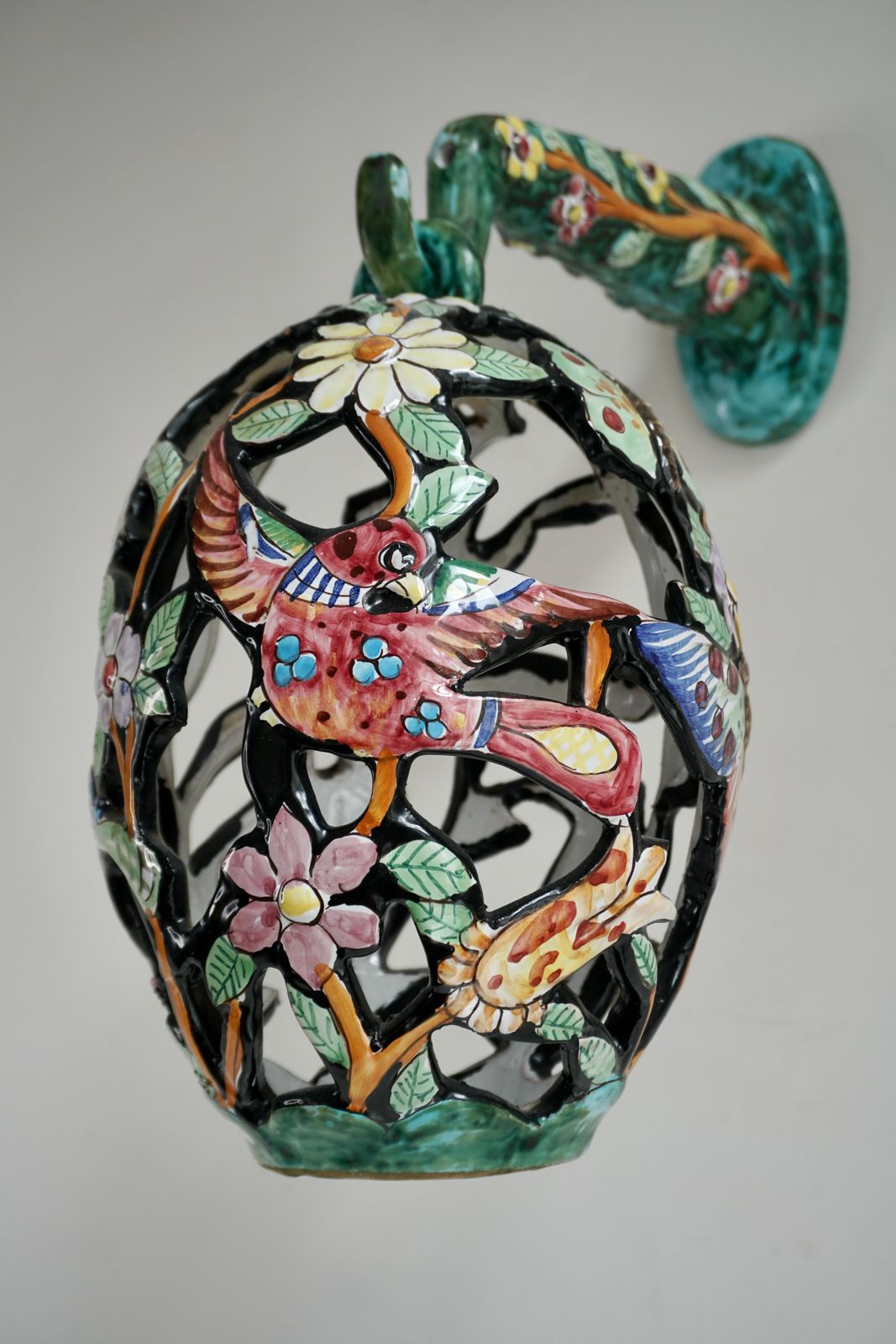 Lovely Mid Century Modern Bird Cage Wall Light With Butterfly Birds And Flowers photo buy