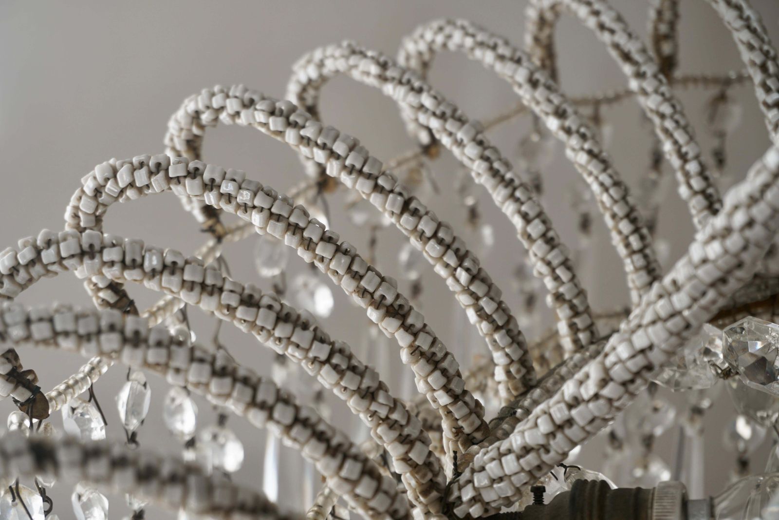 Lighting Rare Crystal Waterfall Chandelier Covered With Thousands White Murano Glasses photo