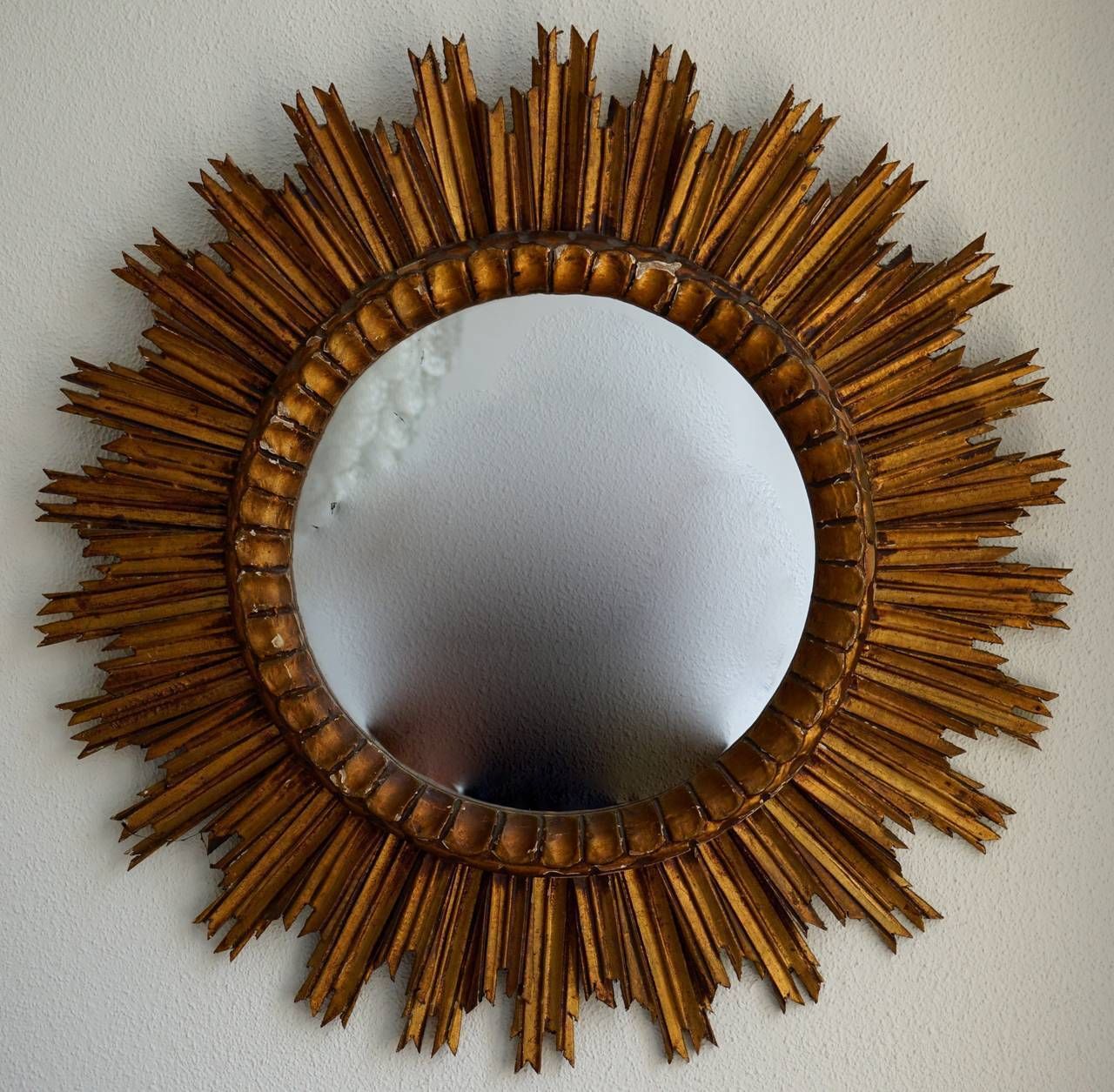 Italian 1930s Soleil Sunburst Giltwood Wall Mirror photo for sale