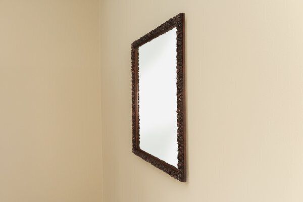 Large Baroque Hand Carved Oak Mirror, France, 1800s photo for sale