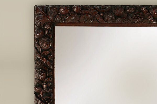 Large Baroque Hand Carved Oak Mirror, France, 1800s photo 4802.0