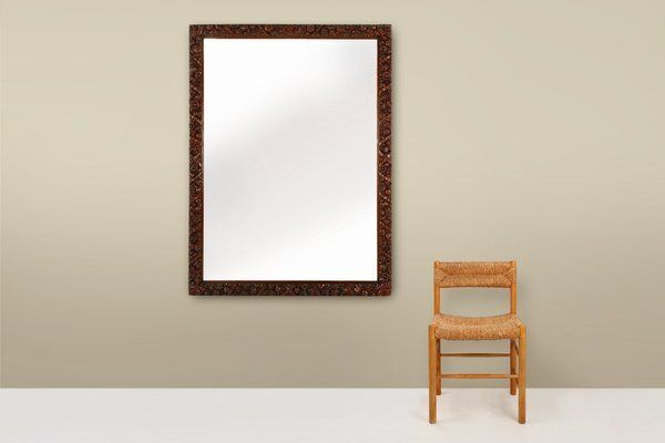 Large Baroque Hand Carved Oak Mirror, France, 1800s photo vinterior
