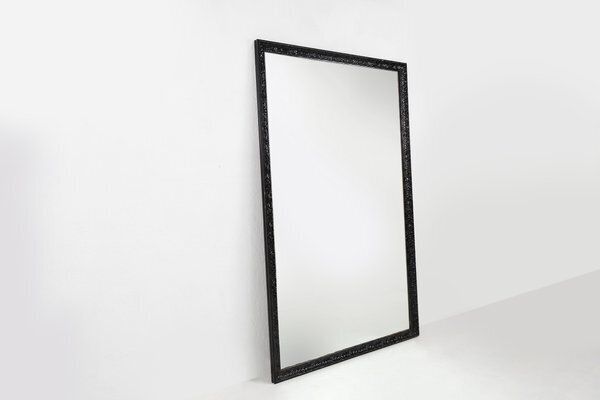 Baroque Black Large Oak Fireplace Mirror, France, 1850s photo buy