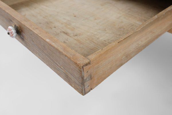 photo for sale Rustic French Pine Wood Dinner Table With Zinc Top, 1850s