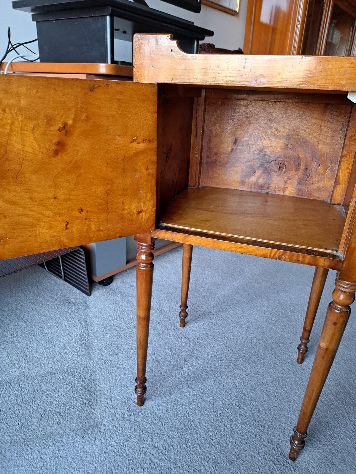 Antique Regency/Directoire Nightstand Cupboard Made Entirely In Birch Root photo Furniture
