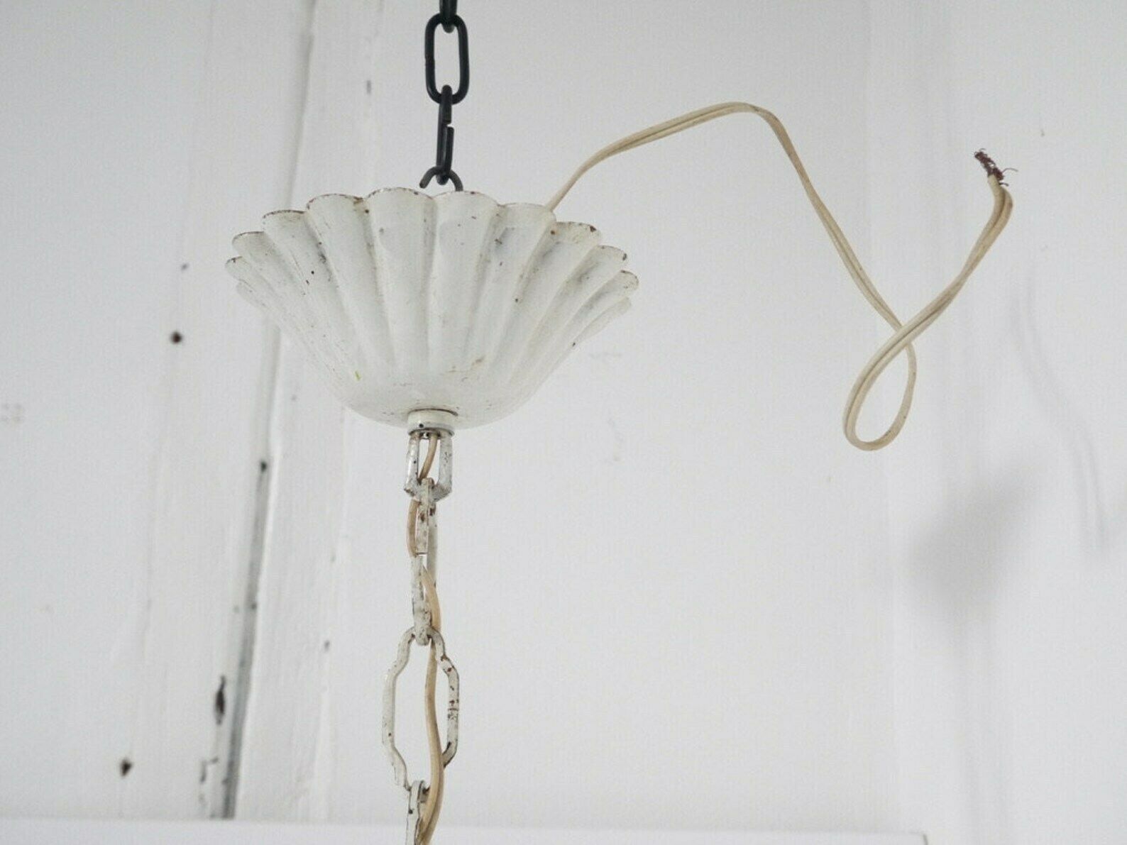 French Vintage Metal Chandelier Multicoloured Floral Bouquet Tole Tolex photo 311.0