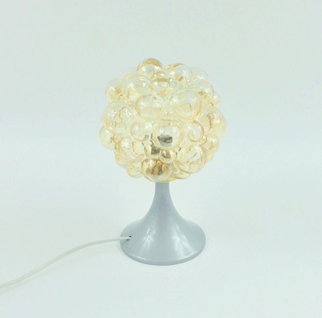 Pair Of Mid Century Amber Bubble Glass Table Lamps By Helena Tynell For Limburg, Germany, 1960s photo for sale