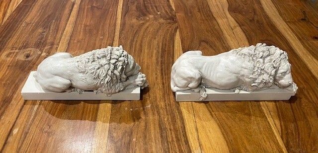 Rinaldi's Sleeping Lion Figure On Plinth, The Revival Art, Chatsworth Collection photo for sale