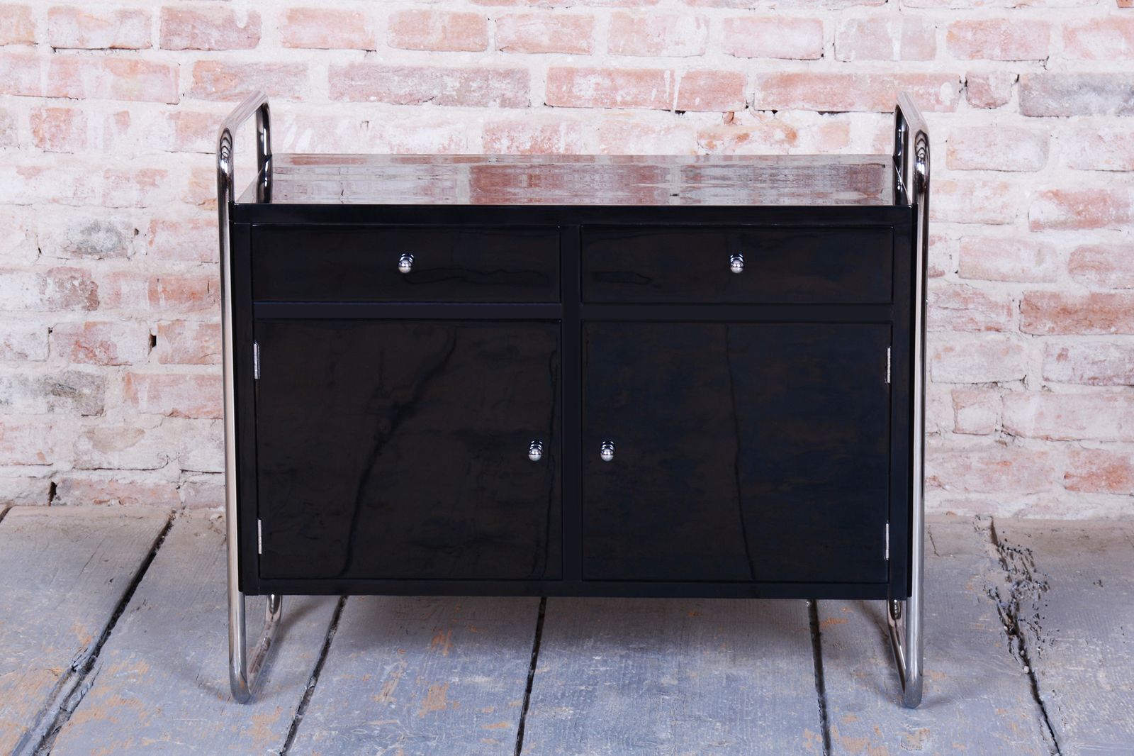 Restored Bauhaus Cabinet, By Robert Slezák, Chrome Plated Steel, Czech, 1930s photo furniture