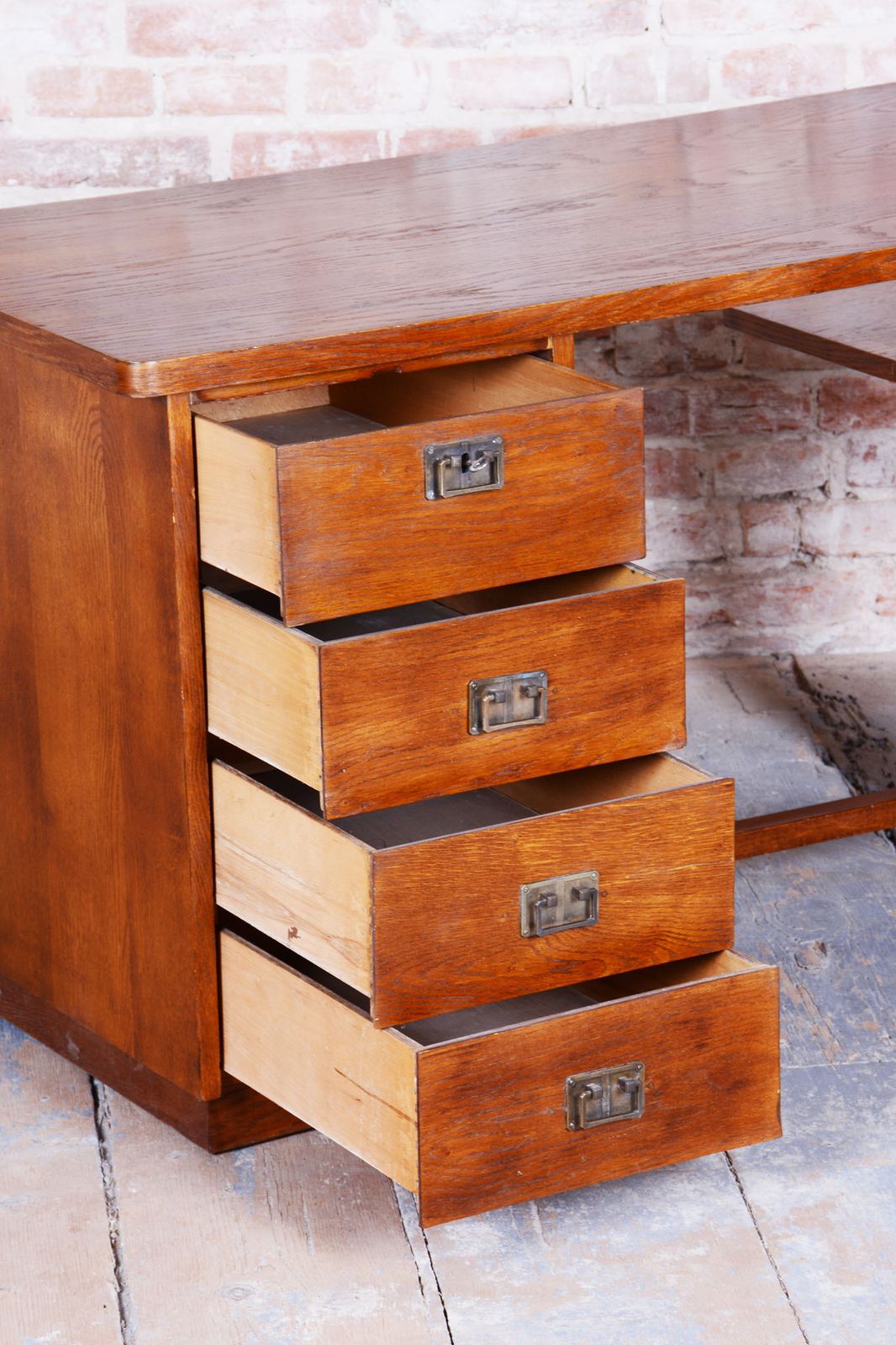 Restored Art Deco Writing Desk, J. Halabala, Up Zavody, Oak, Beech, Czech, 1930s photo buy
