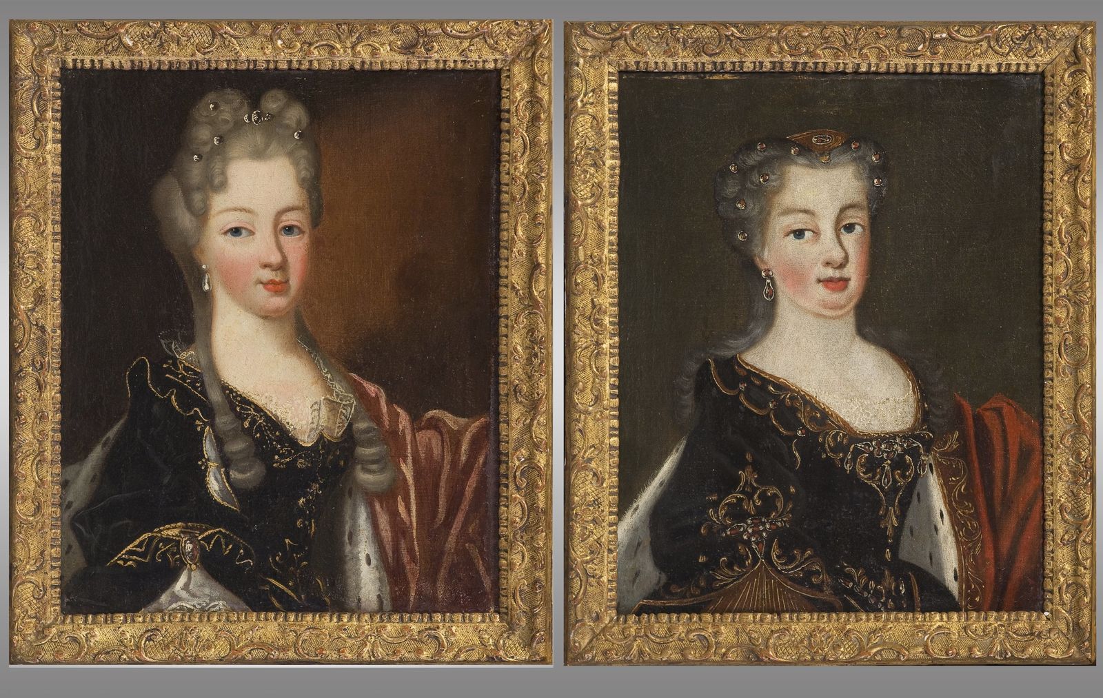 A Delicious Naif Paintings Of Two Daughters Of Louis XV Eighteenth Century