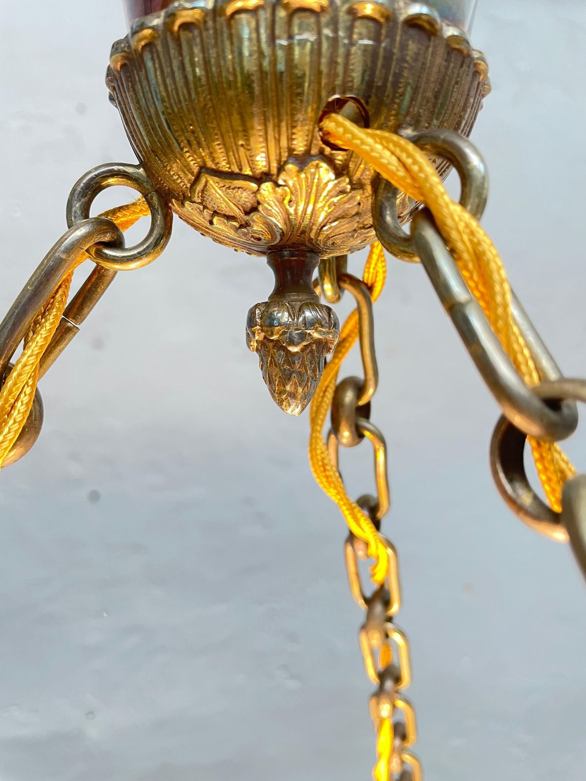 Antique Glass Alabaster Plafonnier Chandelier photo vintage